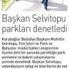 BAŞKAN SELVİTOPU PARKLARI DENETLEDİ